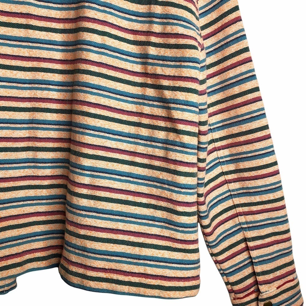 ZARA NWT “Leslie” Striped Shirt Jacket Size Medium in Bright Pink Multi - Picture 7 of 15